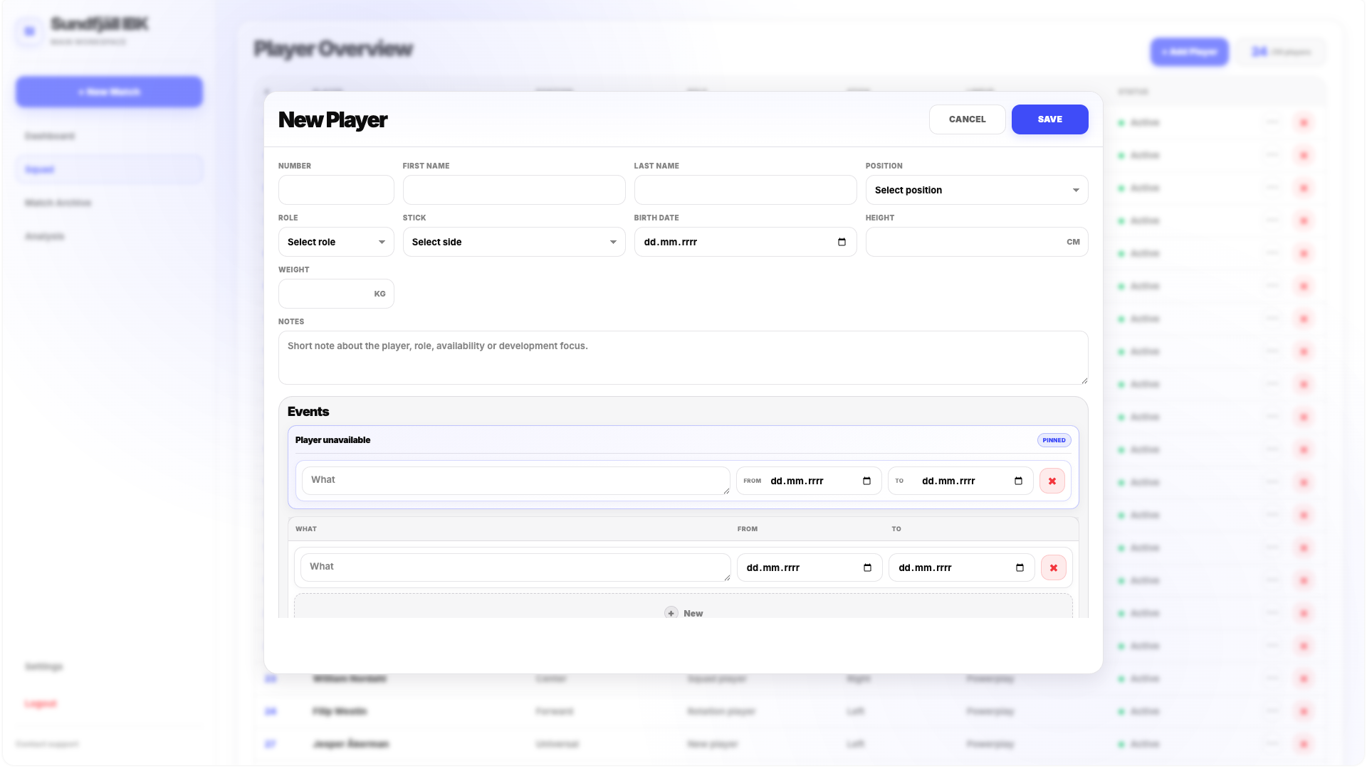 New Player popup