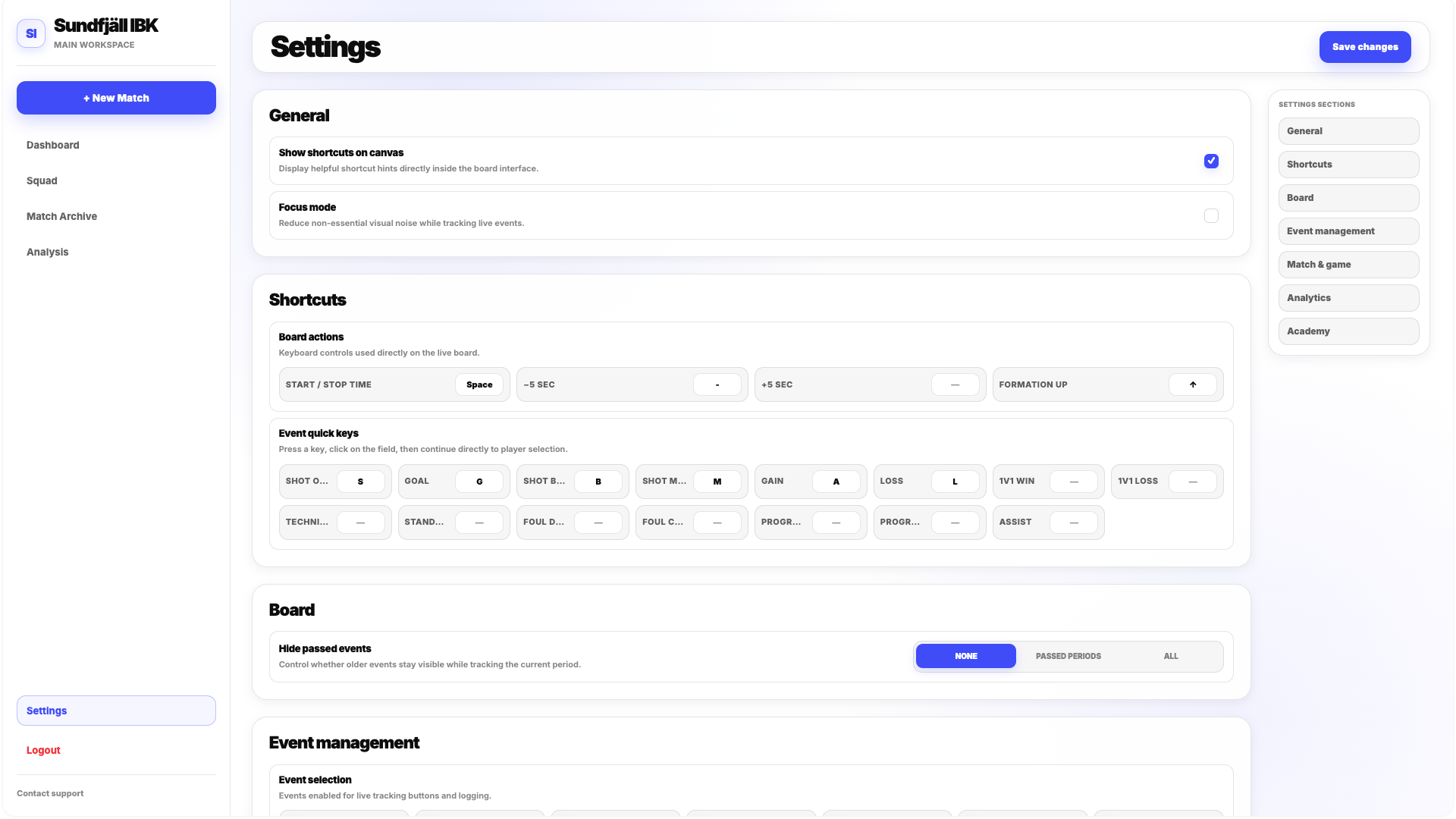 Settings overview